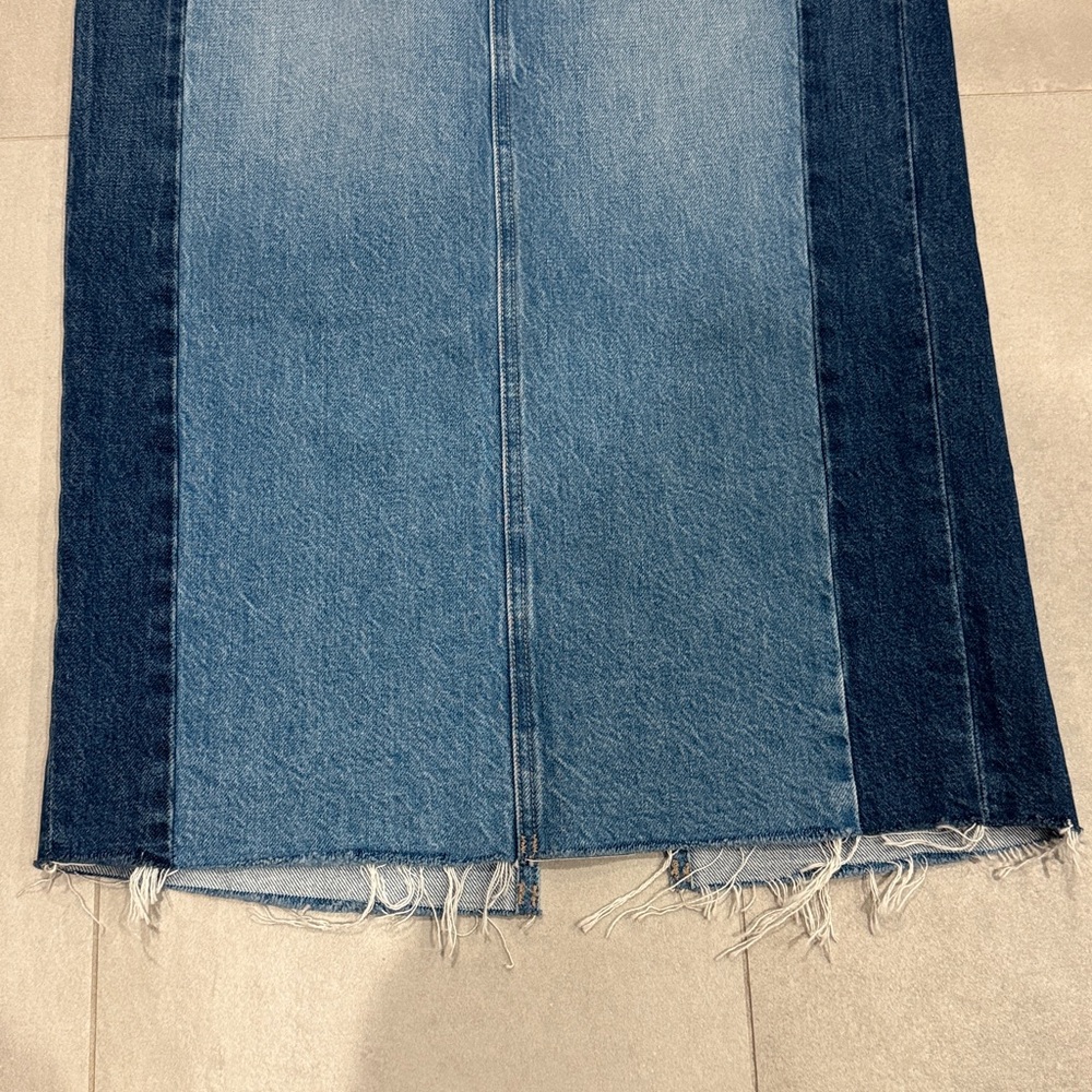 MOTHER The Flagpole Raw Hem Denim Maxi Skirt 100% Cotton - Picture 10 of 14